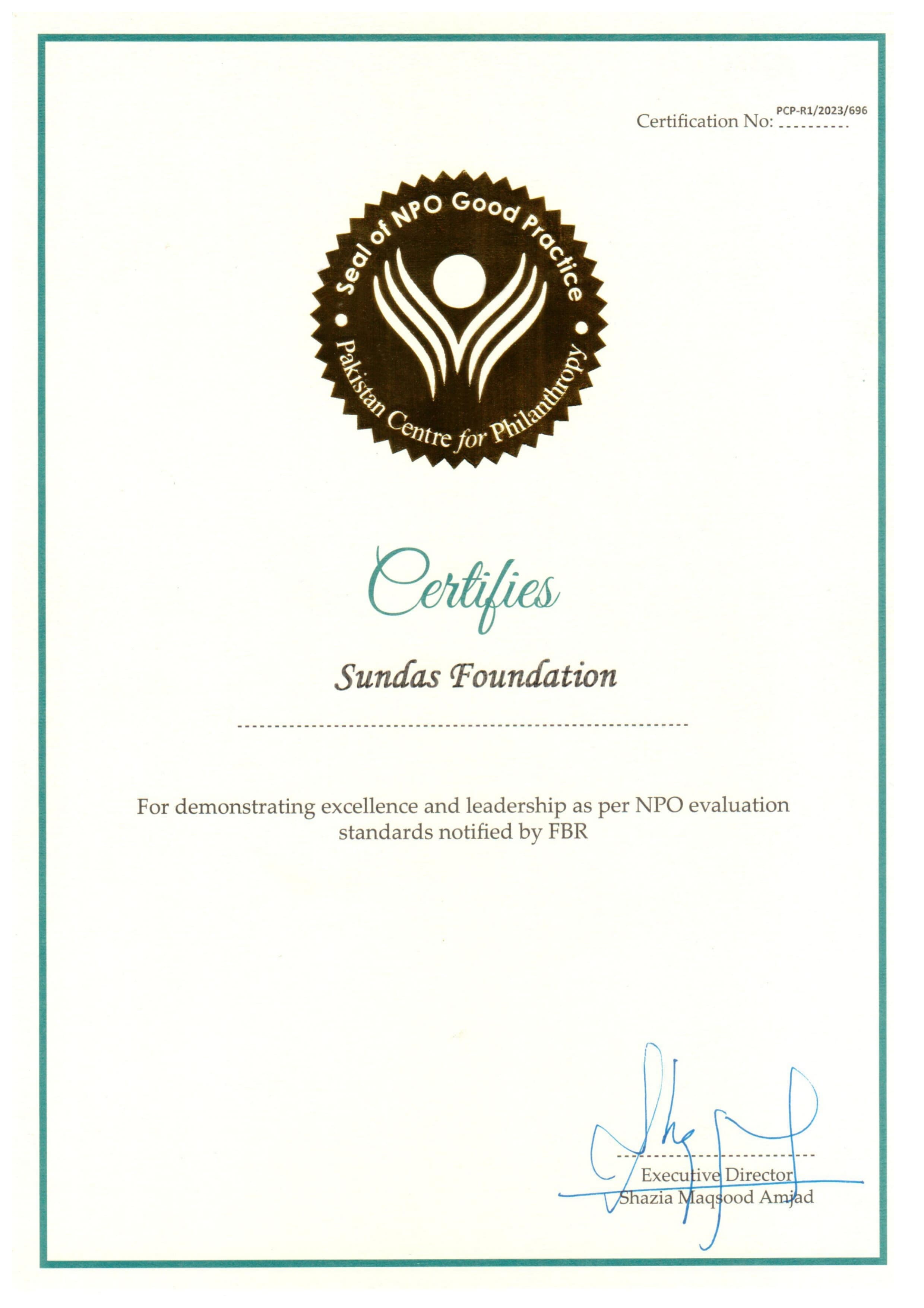 Sundas Foundation certificate 6